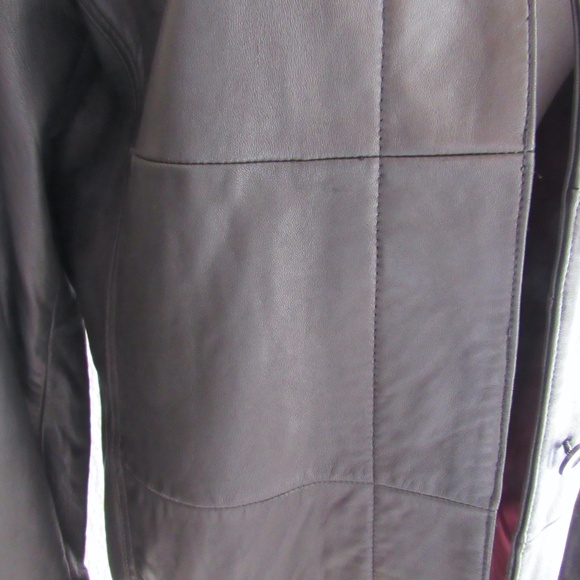 Y2K Lamb Leather Sleek Black Jacket Womens 7/8 S Patchwork Design Express - Picture 11 of 16